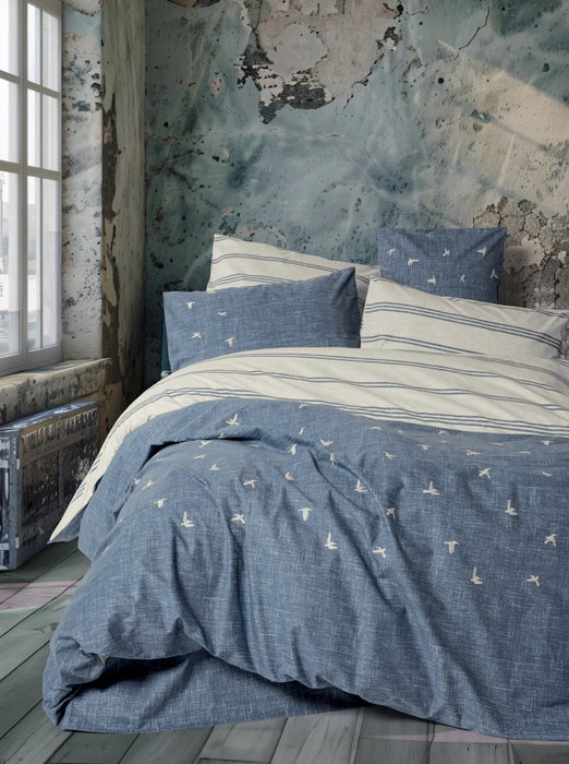 L'essentiel linge de maison Ceria - Azul oscuro, Juego de funda de edredón doble L'essentiel linge de maison Ceria - Azul oscuro, Juego de funda de edredón doble